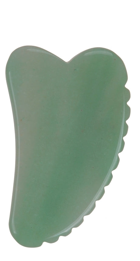Zaļā avanturīna gua sha sejas masāžas rīks ar rievām